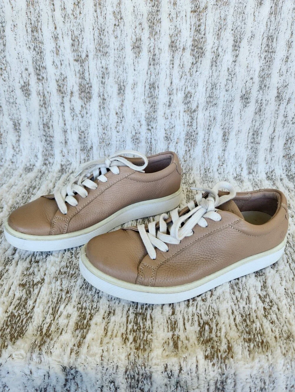 Ecco "Soft 60" Leather Sneakers Nude Tan Low Lace-up | Women's Size US 8 / 39 - Picture 2 of 12